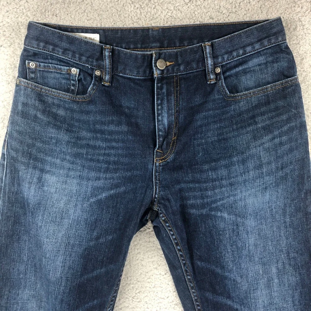 Banana Republic Mens Straight Fit Jeans 33x32 Dark Wash Stretch Denim Blue Pants